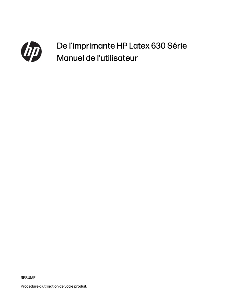 Page 1 de la notice Manuel utilisateur HP Latex 630