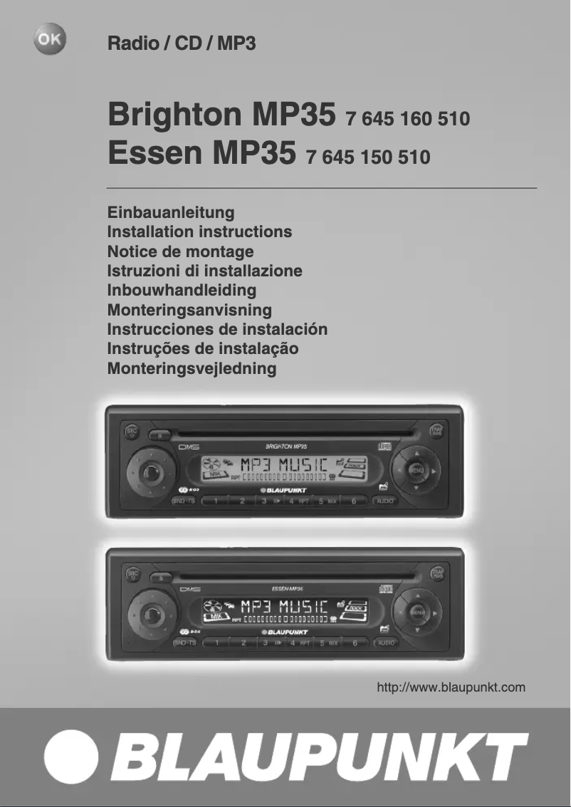 Page 1 de la notice Manuel utilisateur Blaupunkt Brighton MP35