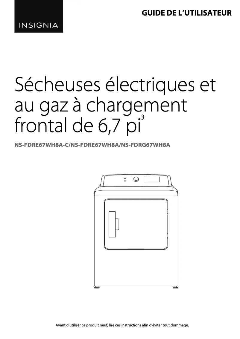 Page n°1 - Manuel utilisateur Insignia NS-FDRG67WH8A