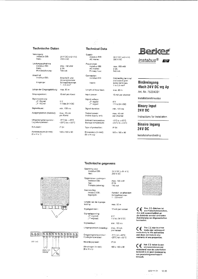 Page 1 de la notice Manuel utilisateur Berker 75294001