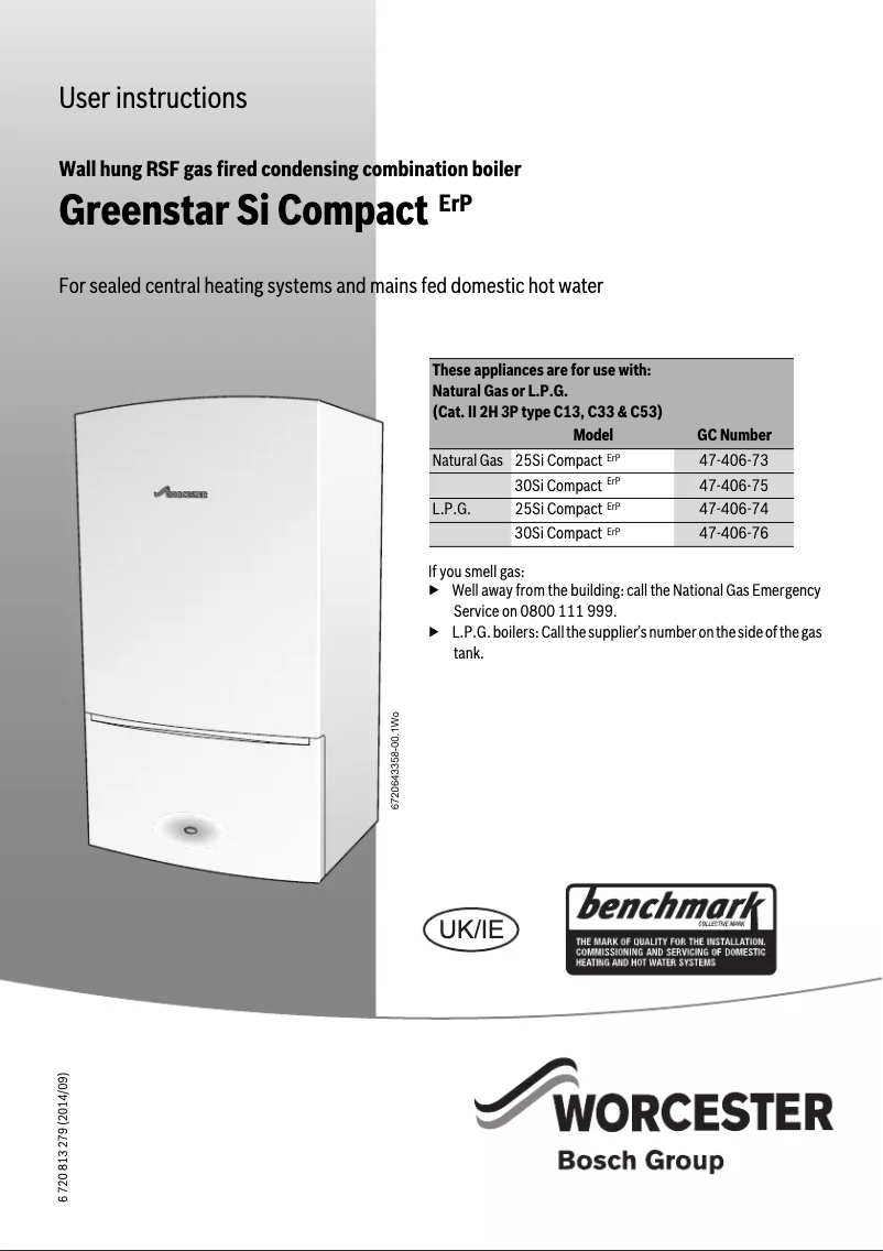 Page 1 de la notice Manuel utilisateur Worcester Greenstar 25Si Compact