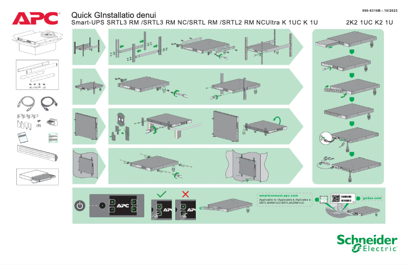 Page 1 de la notice Guide de démarrage rapide APC Smart-UPS Ultra SRTL2K2RM1UNC