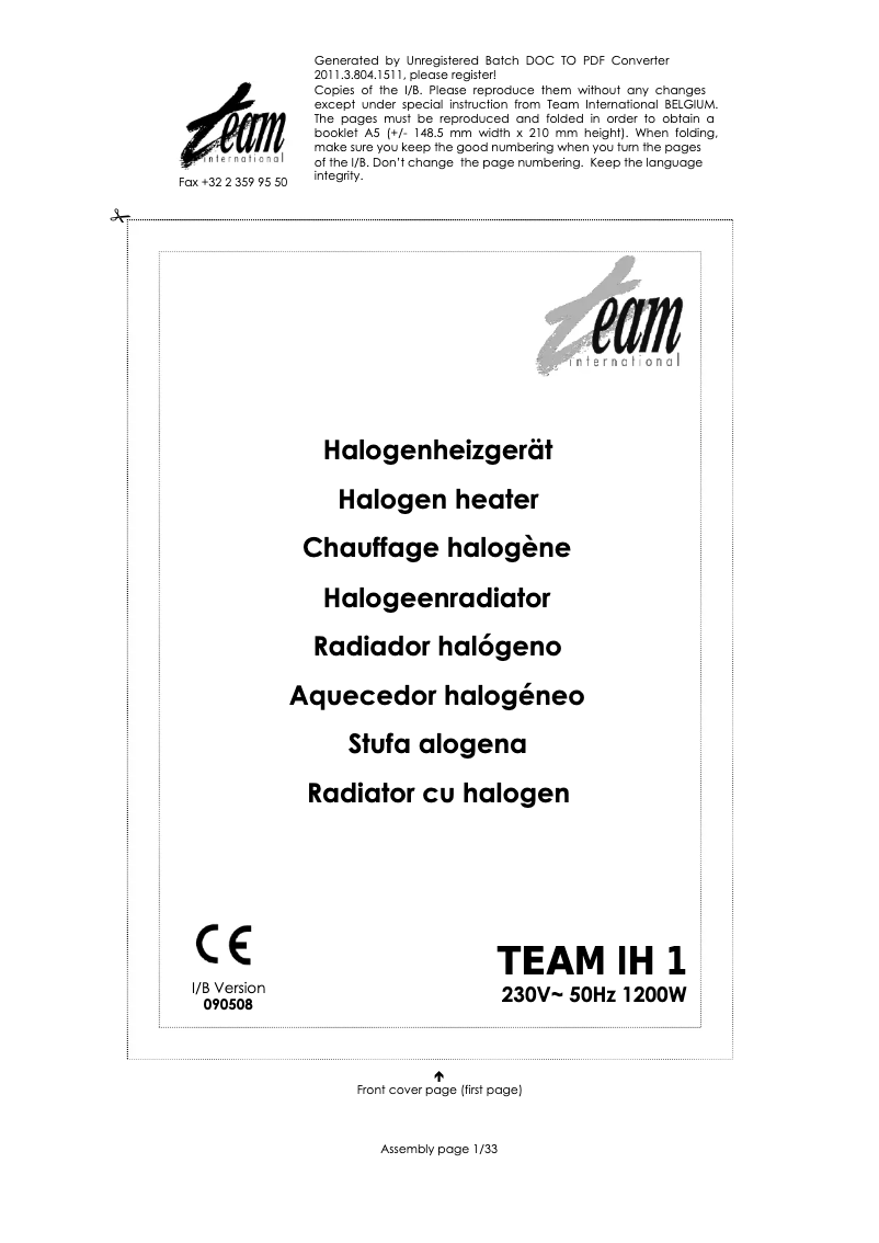 Página 1 del manual Manual de usuario Team IH 1