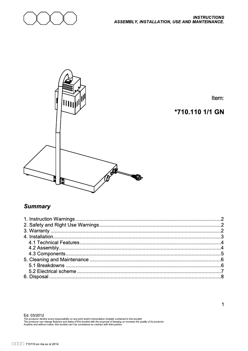 Page 1 de la notice Manuel utilisateur Emga 710110