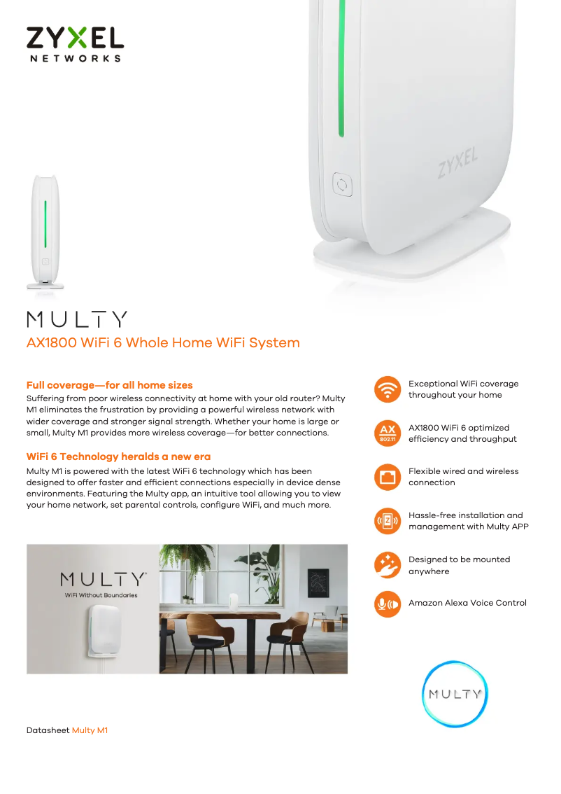 Page 1 de la notice Fiche technique ZyXEL Multy M1 WSM20