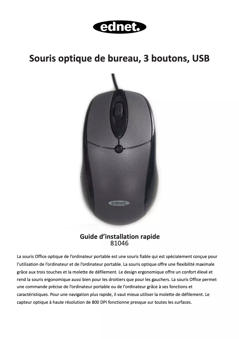 Page 1 de la notice Manuel utilisateur Ednet 81046