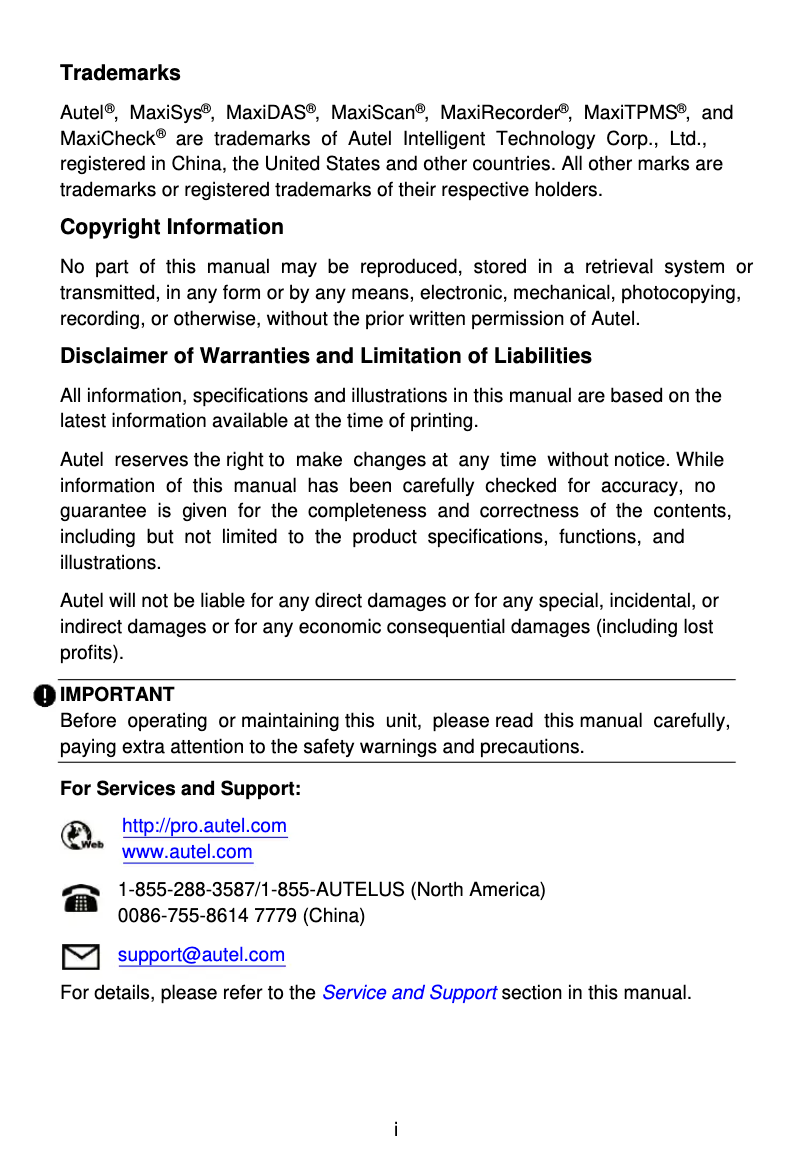 Page 1 de la notice Manuel utilisateur Autel MaxiLink ML619