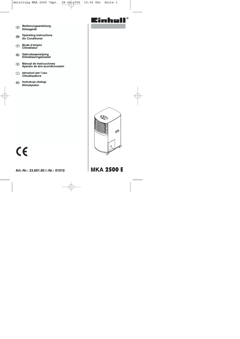 Image de la première page du manuel de l'appareil MKA 2500
