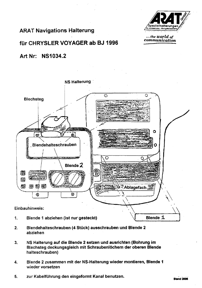 Page 1 de la notice Manuel utilisateur Arat NS1034.2