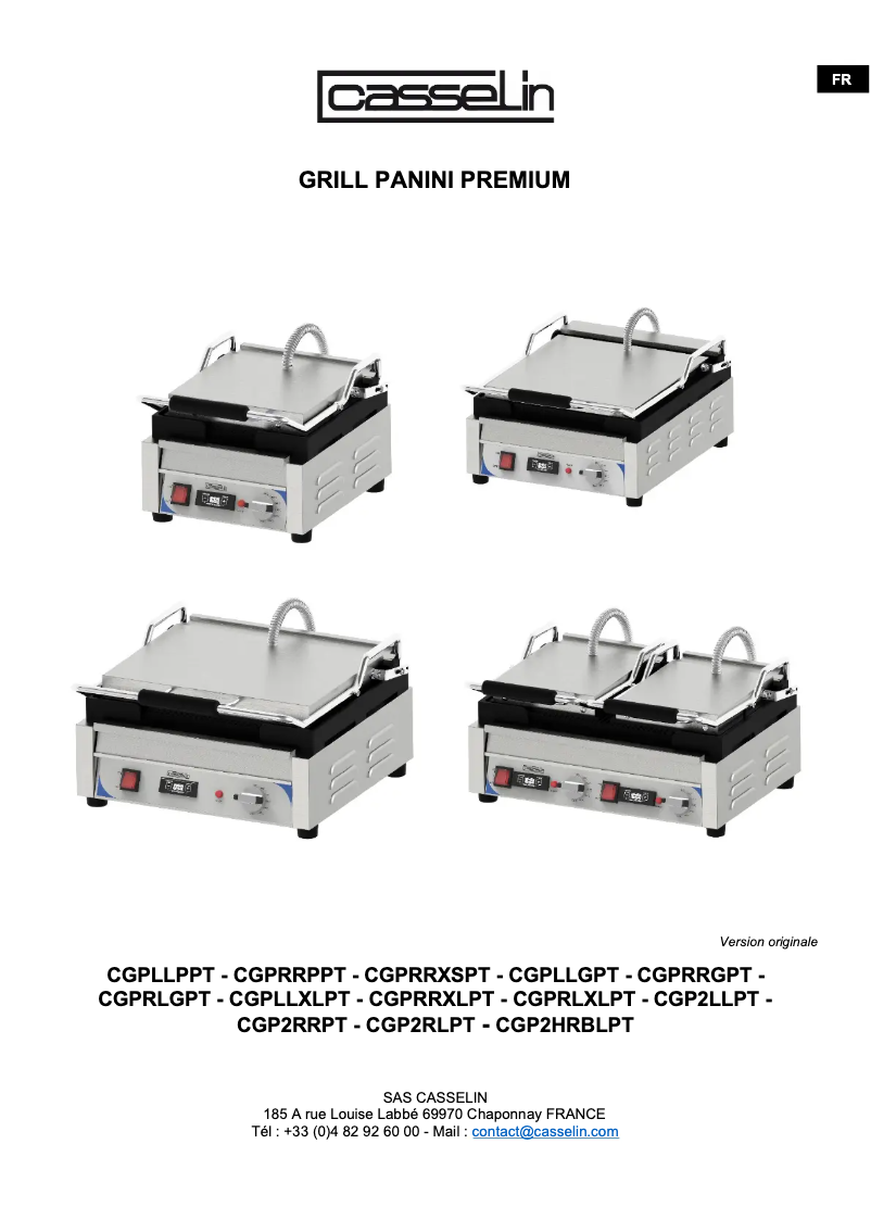 Page 1 de la notice Manuel utilisateur Casselin CGP2HRBLPT