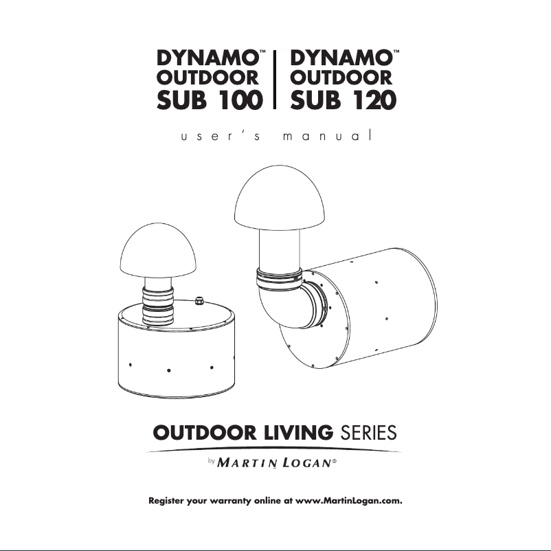 Page n°1 - Manuel utilisateur Martin Logan ODSUB100