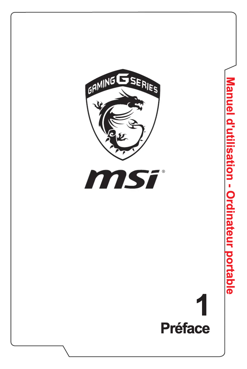 Page 1 de la notice Manuel utilisateur MSI Gaming GL62