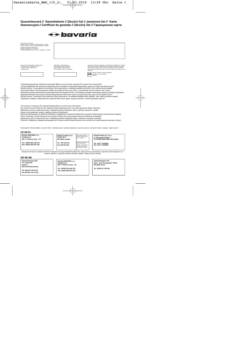 Page n°1 - Manuel utilisateur Bavaria BAG 115-2