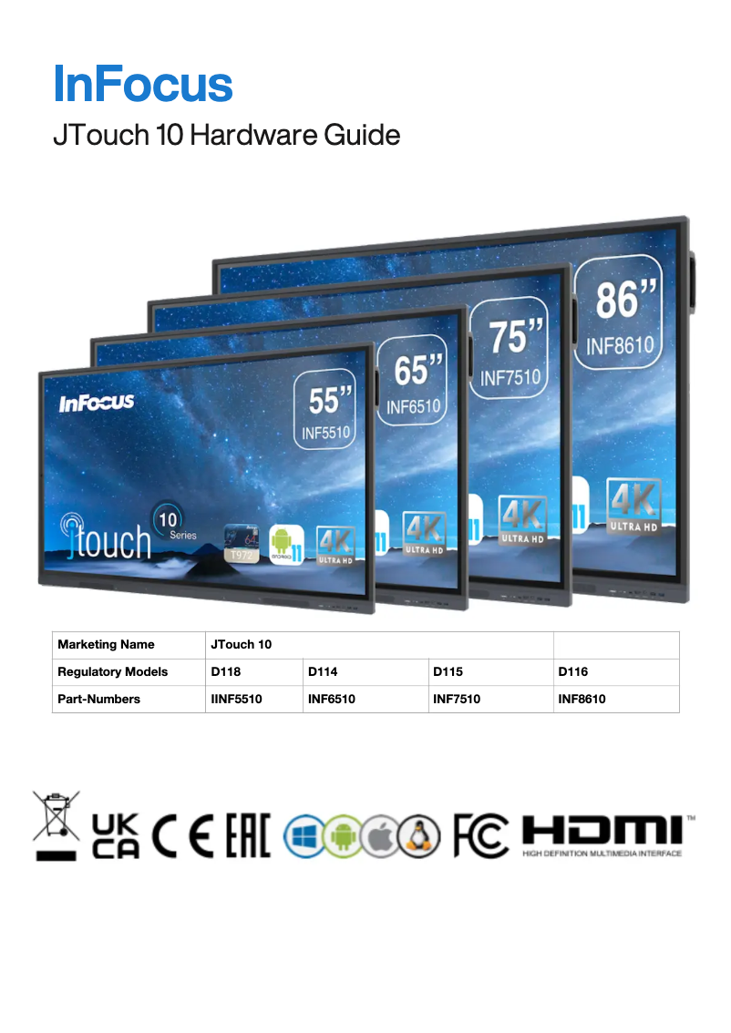 Page n°1 - Mode d'emploi InFocus JTouch 10 INF8610