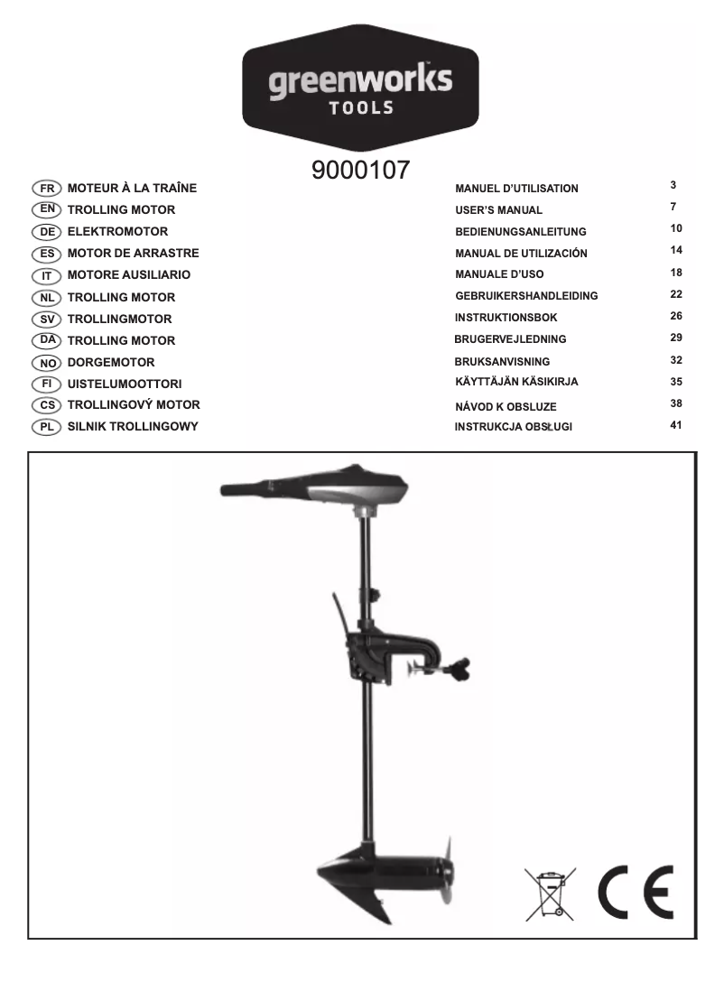 Page 1 de la notice Manuel utilisateur Greenworks 9000107