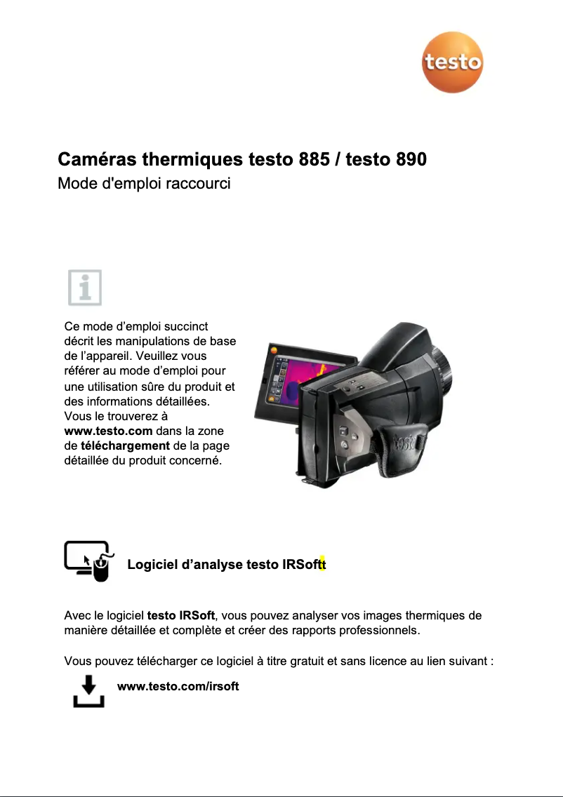 Page n°1 - Guide de démarrage rapide Testo 890