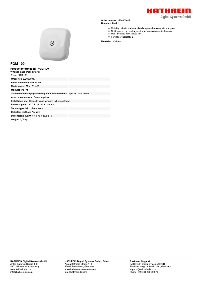 Image de la première page du manuel de l'appareil FGM 100