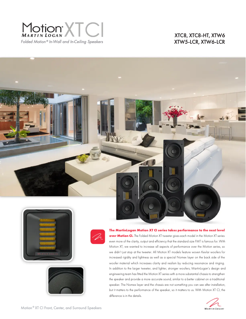 Page 1 de la notice Fiche technique Martin Logan Motion XTW6