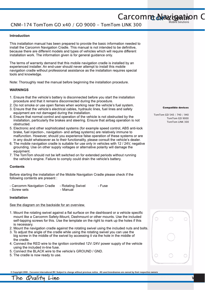 Page 1 de la notice Manuel utilisateur Carcomm CNM-174