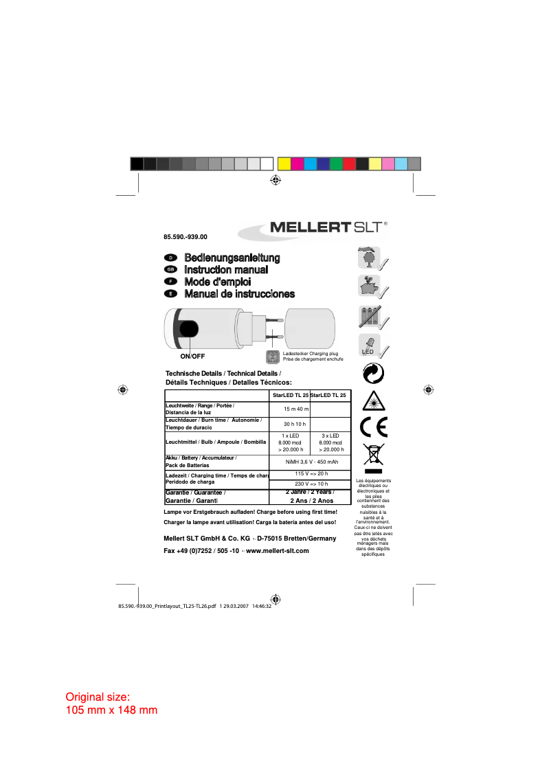 Page 1 de la notice Manuel utilisateur Mellert SLT StarLED TL 26