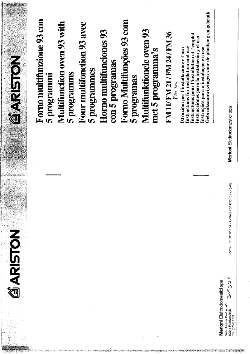 Page n°1 - Manuel utilisateur Ariston Thermo FM 36