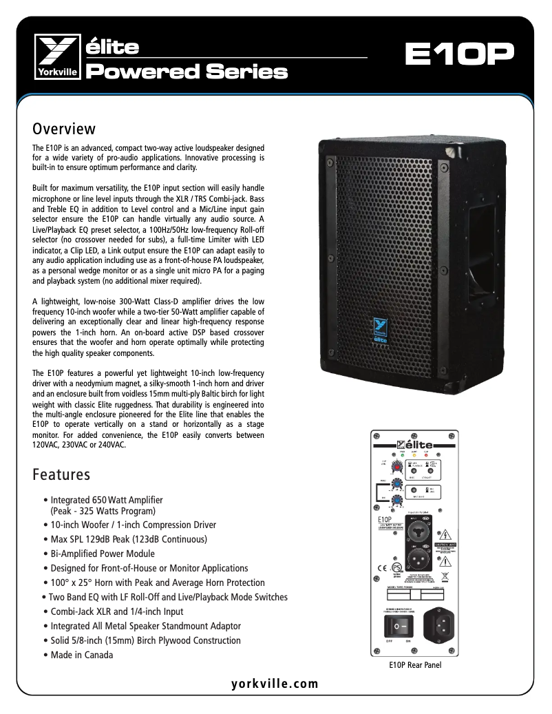 Image de la première page du manuel de l'appareil Elite E10P