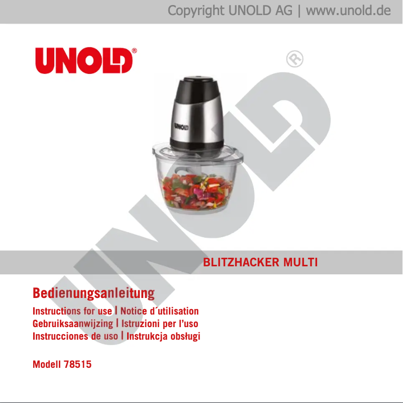 Page 1 de la notice Manuel utilisateur Unold Multi 78515