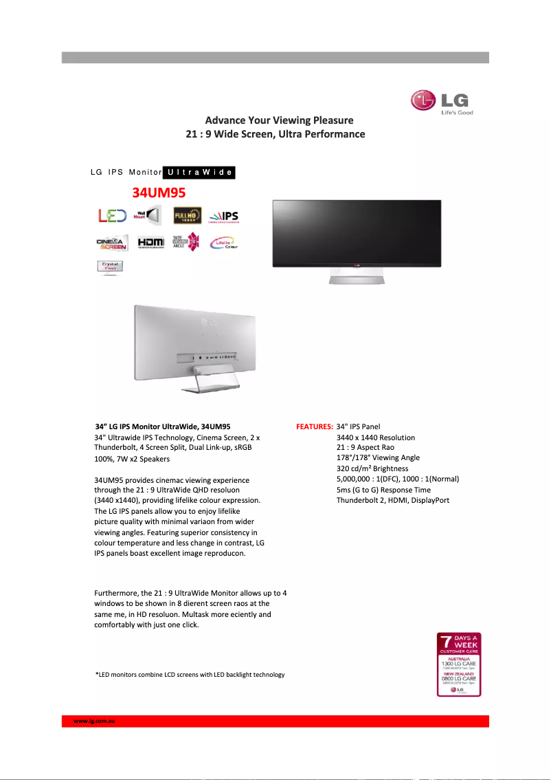 Image de la première page du manuel de l'appareil 34UM95C-P