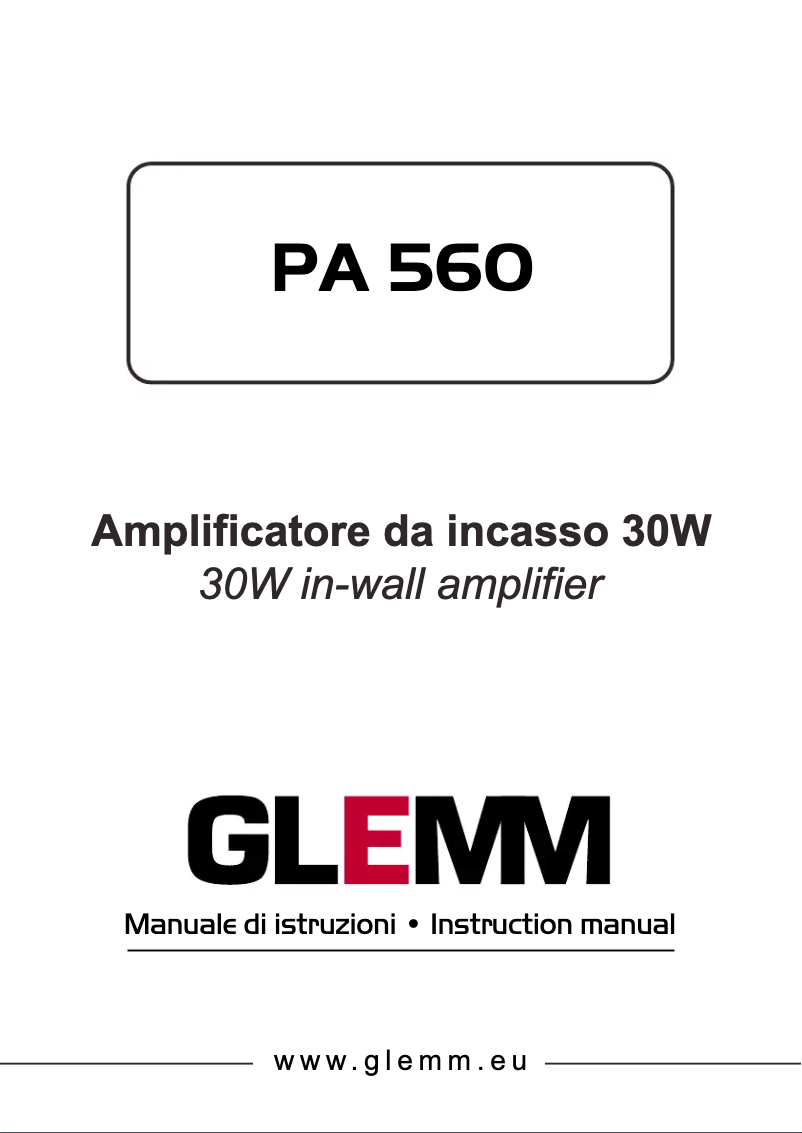Page 1 de la notice Manuel utilisateur Glemm PA 560