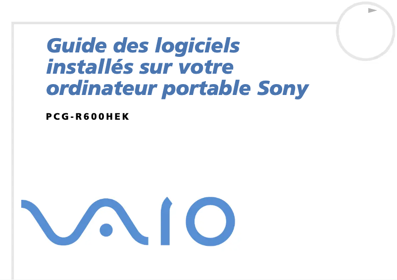 Page n°1 - Manuel utilisateur Sony Vaio PCG-R600HEK