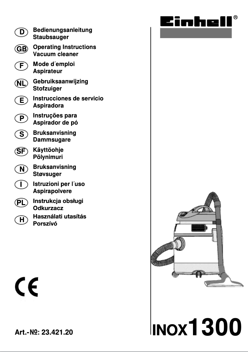 Page 1 de la notice Manuel utilisateur Einhell Inox 1300