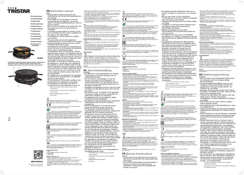 Page 1 de la notice Manuel utilisateur TriStar RA-2998