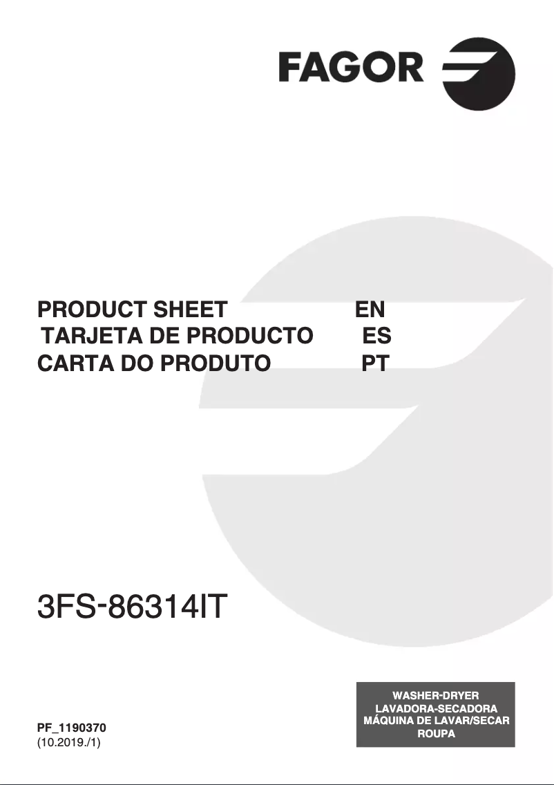 Page 1 de la notice Fiche technique Fagor 3FS-86314IT