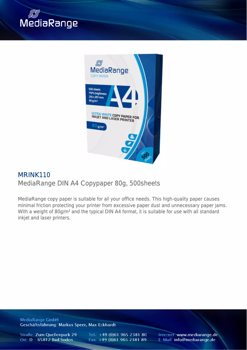 Page 1 de la notice Manuel utilisateur MediaRange MRINK110