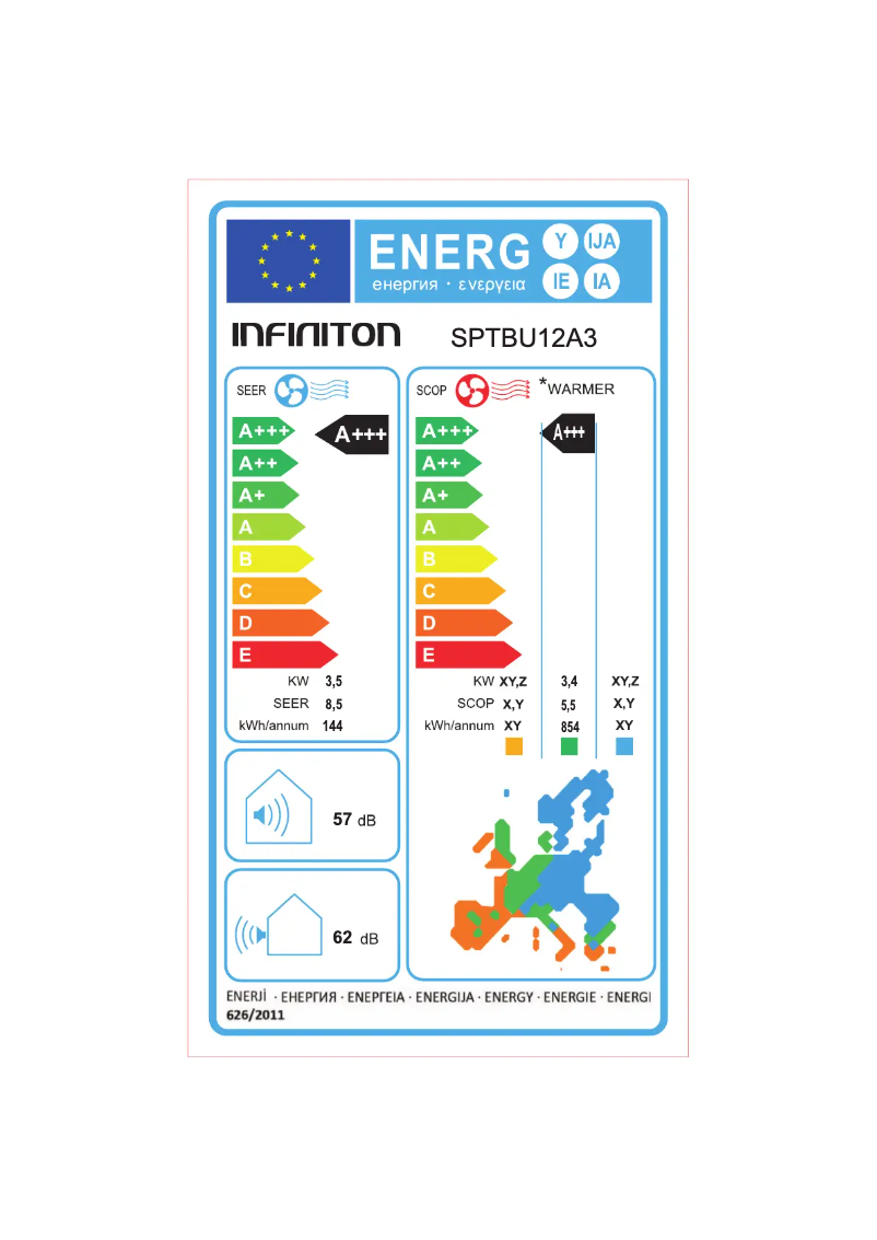 Página 1 del manual Etiqueta energética Infiniton SPTBU12A3