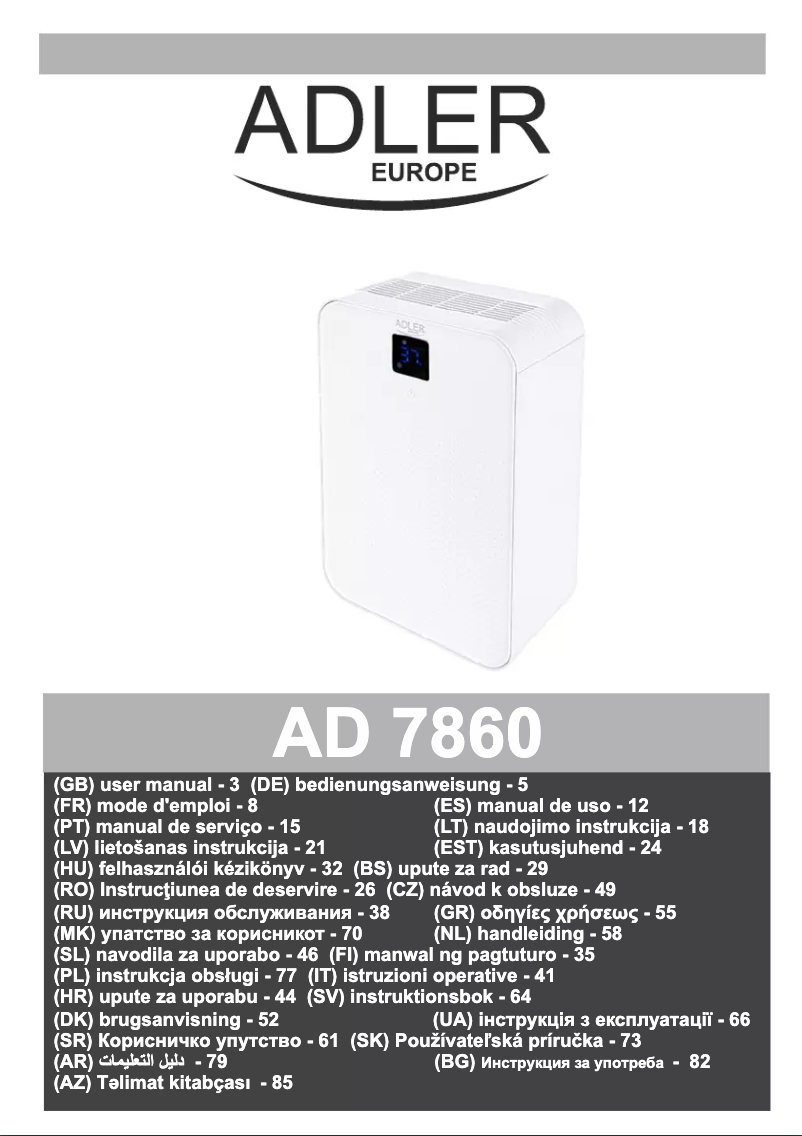 Page n°1 - Manuel utilisateur Adler AD 7860