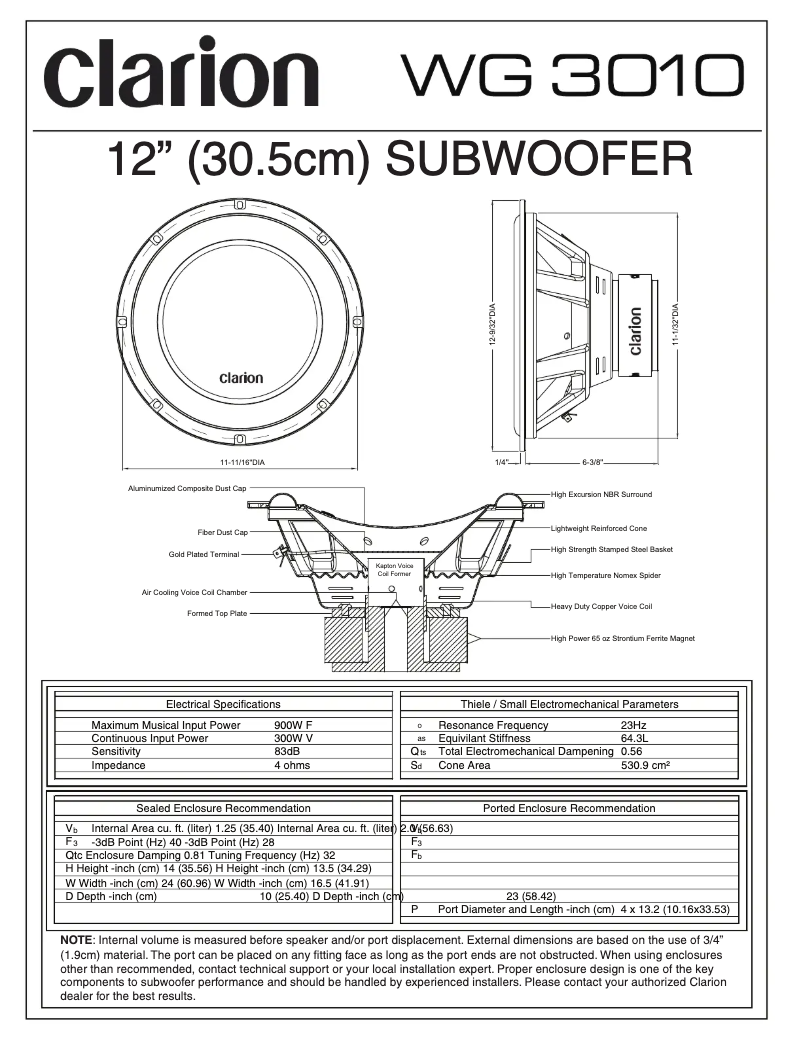 Page n°1 - Manuel utilisateur Clarion WG3010
