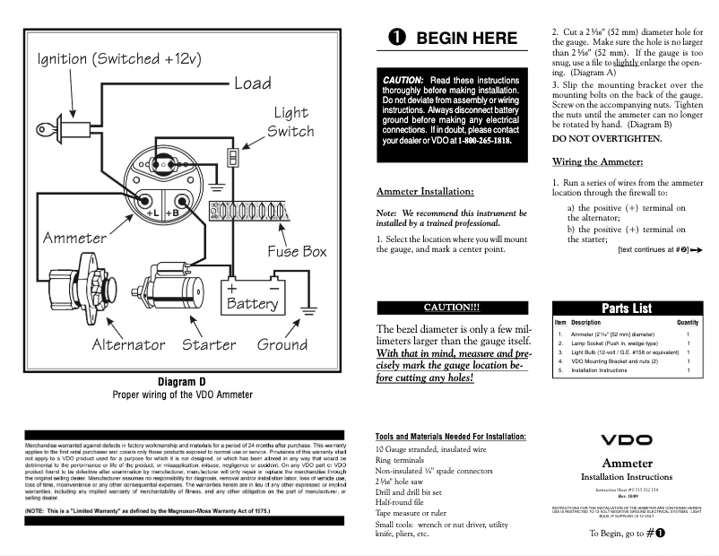 Page 1 de la notice Manuel utilisateur VDO 190-903