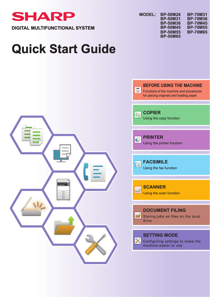 Image de la première page du manuel de l'appareil BP-50M65