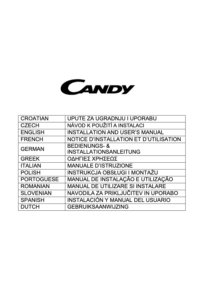 Page n°1 - Manuel utilisateur Candy CCE1104/1N
