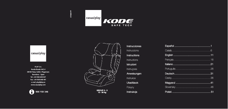 Page 1 de la notice Manuel utilisateur Casualplay Kode