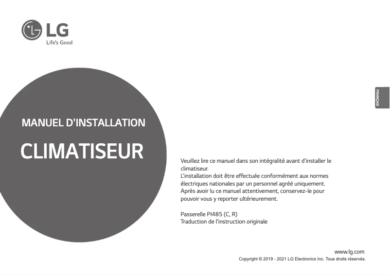 Page 1 de la notice Manuel utilisateur LG PSNFP14A0