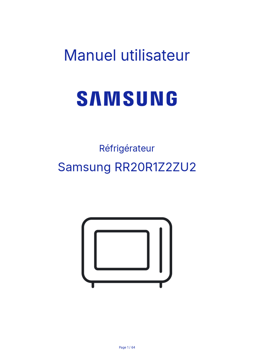 Page n°1 - Manuel utilisateur Samsung RR20R1Z2ZU2