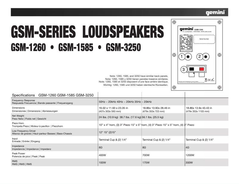 Page n°1 - Manuel utilisateur Gemini GSM-1585