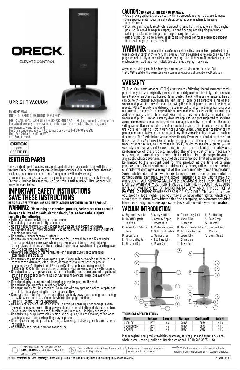 Image de la première page du manuel de l'appareil Elevate Control