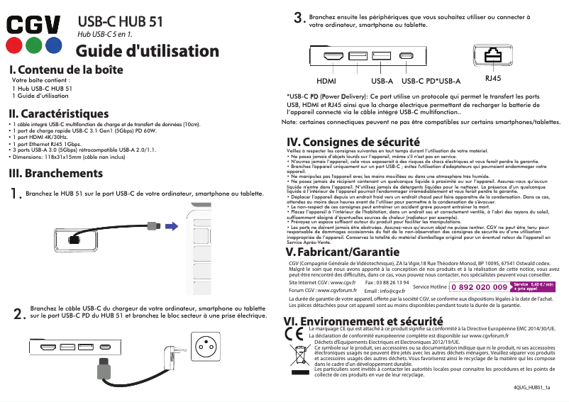 Page 1 de la notice Manuel utilisateur CGV USB-C HUB 51
