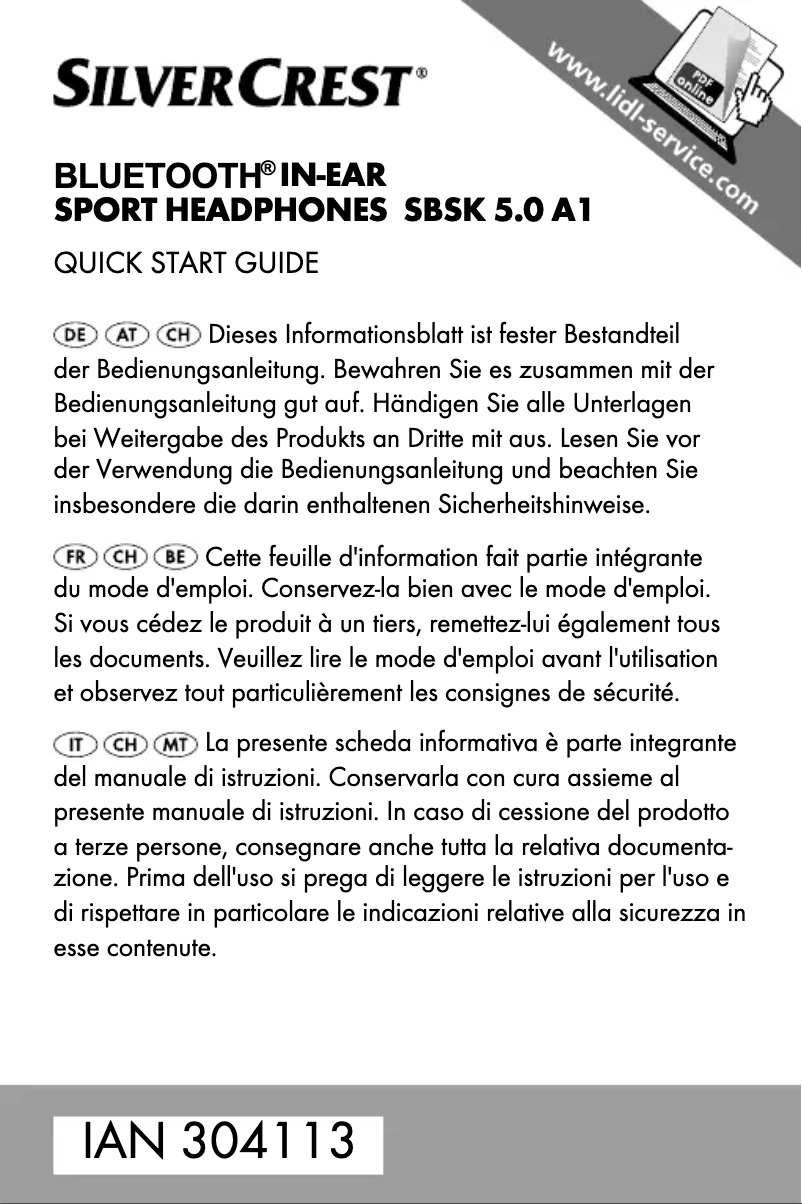 Page 1 de la notice Manuel utilisateur SilverCrest SBSK 5.0 A1