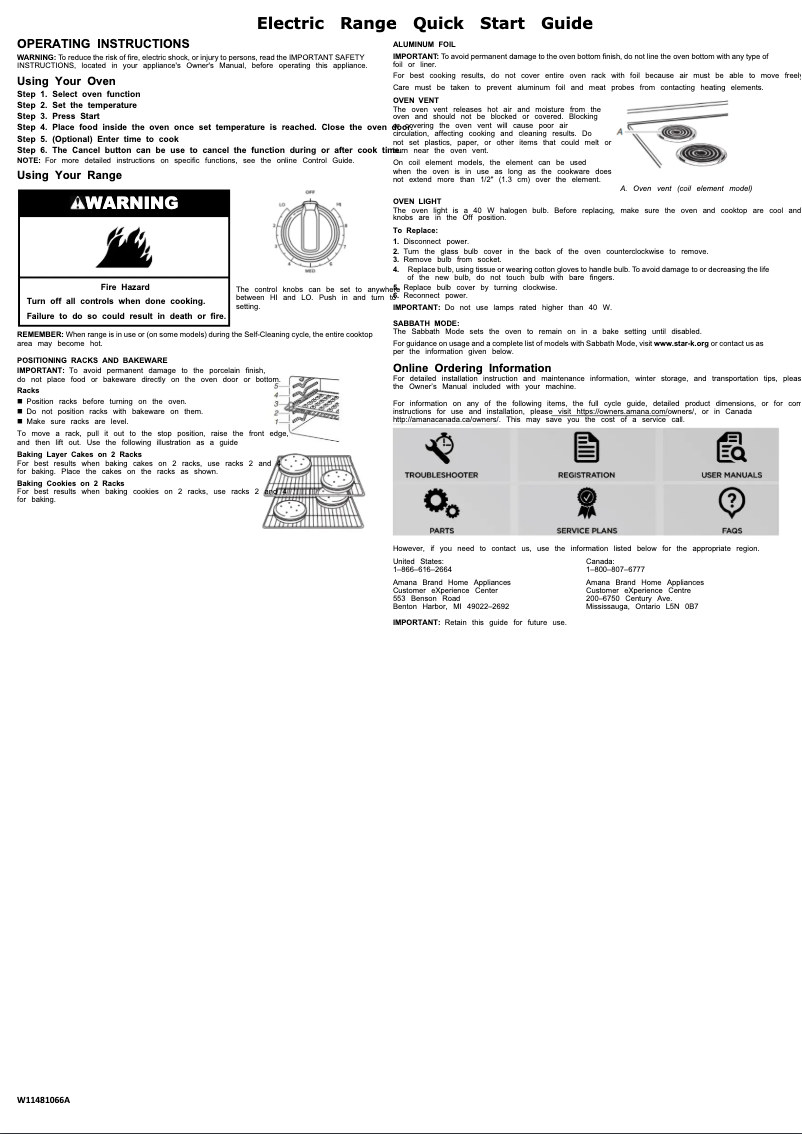 Page 1 de la notice Guide de démarrage rapide Amana ACR4303MFS