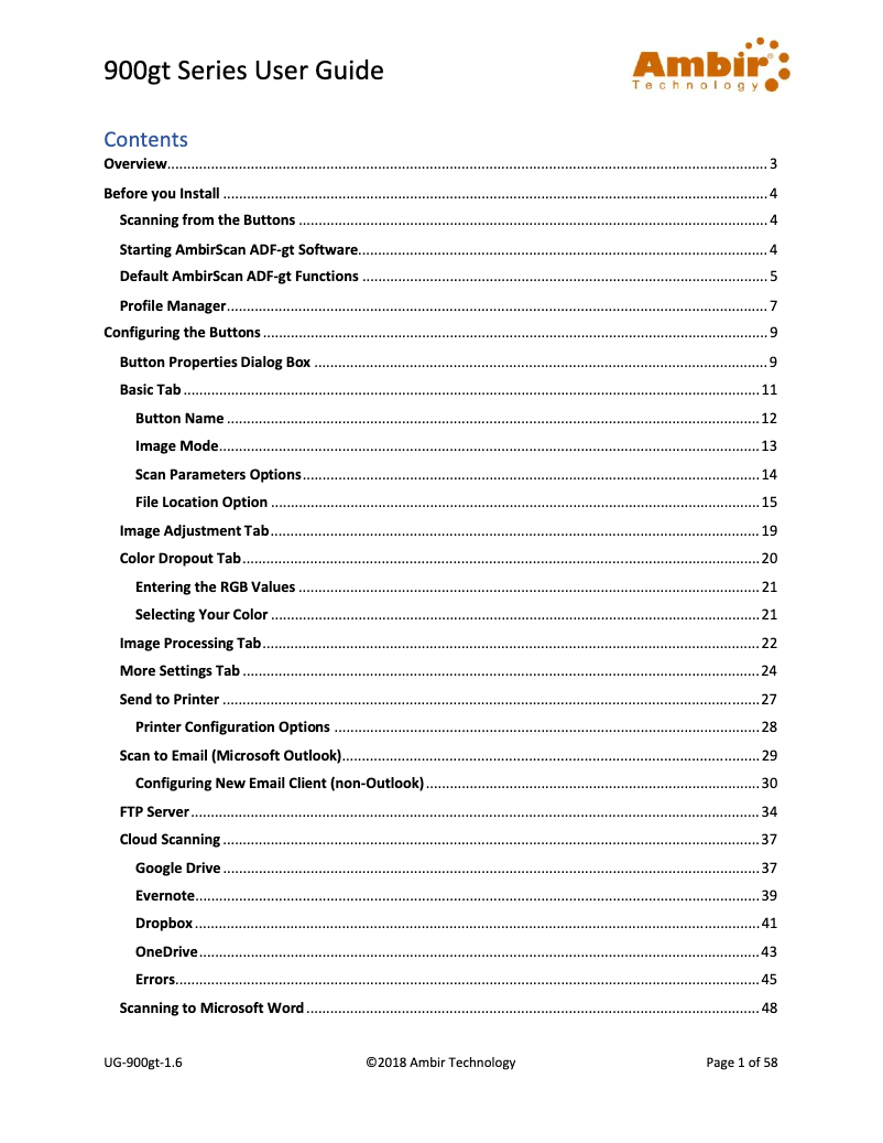 Page n°1 - Manuel utilisateur Ambir nScan 960gt