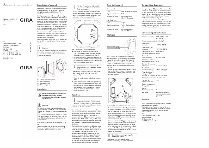 Page 1 de la notice Manuel utilisateur Gira 2381